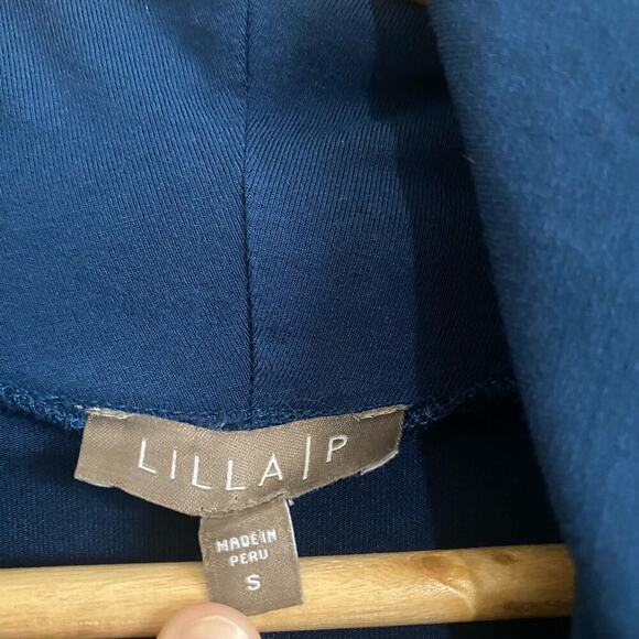 Lilla P Cowl Mini Dress Size S Blue Lagoon Viscose Stretch Shift Sustainable - Picture 8 of 11